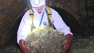 A fatberg removed from a city sewer
